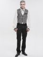 Grey and Black Gothic Retro Jacquard Tailed Waistcoat for Men