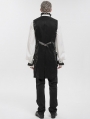 Grey and Black Gothic Retro Jacquard Tailed Waistcoat for Men
