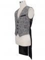 Grey and Black Gothic Retro Jacquard Tailed Waistcoat for Men