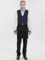 Blue and Black Gothic Retro Jacquard Tailed Waistcoat for Men