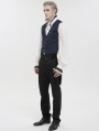 Blue and Black Gothic Retro Jacquard Tailed Waistcoat for Men