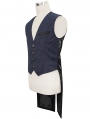 Blue and Black Gothic Retro Jacquard Tailed Waistcoat for Men