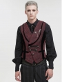 Black and Red Gothic Retro Gorgeous Jacquard Wedding Party Waistcoat for Men
