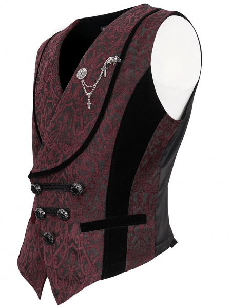 Black and Red Gothic Retro Gorgeous Jacquard Wedding Party Waistcoat ...