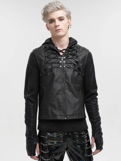 Black Gothic Punk Stylish Daily Wear Vest Top for Men