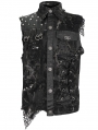 Black Gothic Punk Rock Asymmetrical Ragged Vest Top for Men