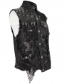 Black Gothic Punk Rock Asymmetrical Ragged Vest Top for Men