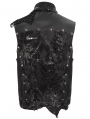 Black Gothic Punk Rock Asymmetrical Ragged Vest Top for Men