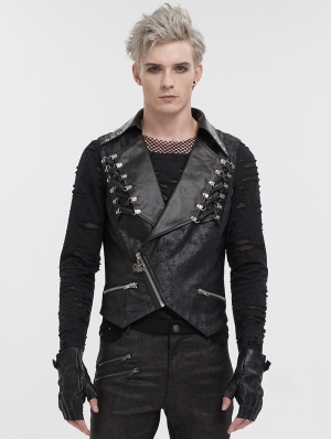 Black Gothic Punk Short Vest for Men