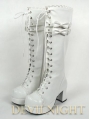 White/Pink/Black Lace-up High Heel Sweet Lolita Boots With Cute Little Bows 