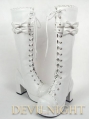 White/Pink/Black Lace-up High Heel Sweet Lolita Boots With Cute Little Bows 