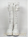 White/Pink/Black Lace-up High Heel Sweet Lolita Boots With Cute Little Bows 