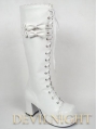 White/Pink/Black Lace-up High Heel Sweet Lolita Boots With Cute Little Bows 