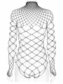 Black Gothic One-Piece Mesh Long Sleeve T-Shirt for Women