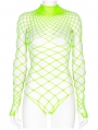 Green Gothic One-Piece Mesh Long Sleeve T-Shirt for Women