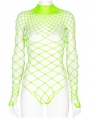 Green Gothic One-Piece Mesh Long Sleeve T-Shirt for Women