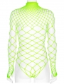 Green Gothic One-Piece Mesh Long Sleeve T-Shirt for Women