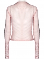 Pink Gothic Fashion Sexy Grunge Mesh Long Sleeve T-Shirt for Women