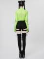 Green Gothic Fashion Sexy Grunge Mesh Long Sleeve T-Shirt for Women