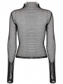 Black Gothic Fashion Sexy Grunge Mesh Long Sleeve T-Shirt for Women