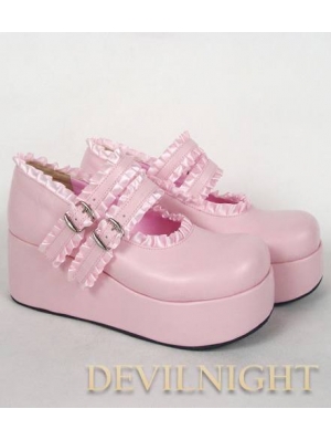 Pink/Black/Red Sweet Lolita Platform Shoes with Ribbons