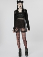 Black Gothic Punk Imitation Metal Wire Ripped Sleeveless Sweater for Women