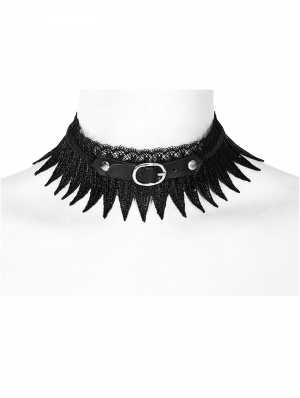 Black Gothic Punk Belt Lace Choker