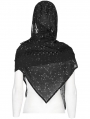 Black Gothic Starry Print Hooded Scarf for Women