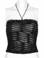 Black Gothic Punk Rivet Daily Bustier Halter Top for Women