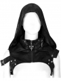 Black Gothic Punk Leather Hooded Shoulder Harness for Women