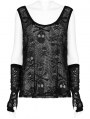 Women's Black Gothic Punk Skull Pattern Loose Tank Top with Finger Sleeves