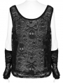 Women's Black Gothic Punk Skull Pattern Loose Tank Top with Finger Sleeves