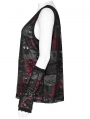 Womne's Black and Red Gothic Punk Skull Pattern Tank Top with Finger Sleeves
