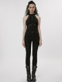 Black Gothic Daily Wear Halter Slim Vest Top for Women