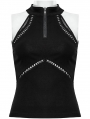 Black Gothic Daily Wear Halter Slim Vest Top for Women