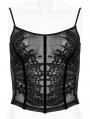 Black Gothic Sexy Perspective Lace Mesh Camisole for Women