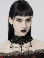 Black Gothic Gorgeous Lace Layered Chain Pendant Choker