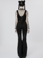 Black Gothic Lace Mesh Long Flared Pants for Women