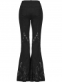 Black Gothic Lace Mesh Long Flared Pants for Women