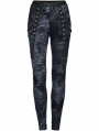 Black and Blue Gothic Punk Decayed Daily Wear Leggings for Women