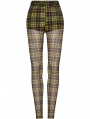 Black and Yellow Plaid Gothic Grunge Mesh Leggings for Women