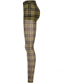 Black and Yellow Plaid Gothic Grunge Mesh Leggings for Women