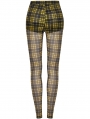 Black and Yellow Plaid Gothic Grunge Mesh Leggings for Women