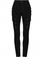 Black Gothic Punk Daily Wear Long Tight Jeans for Women