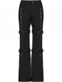 Black and Red Gothic Punk Grunge Embroidered Long Flared Pants for Women