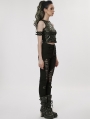 Black Gothic Punk Hollow-Out Mesh Spliced Long Pants for Women