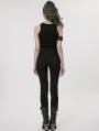 Black Gothic Punk Hollow-Out Mesh Spliced Long Pants for Women