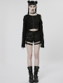 Black Gothic Punk Mesh Spliced Tight Shorts for Women