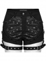 Black Gothic Punk Mesh Spliced Tight Shorts for Women