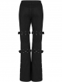 Women's Black Gothic Punk Grunge Long Flared Pants with Detachable Loops